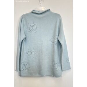 Jillian Jones Blue VTG Sweater Mock Neck‎ lambswool & Angora - Size M